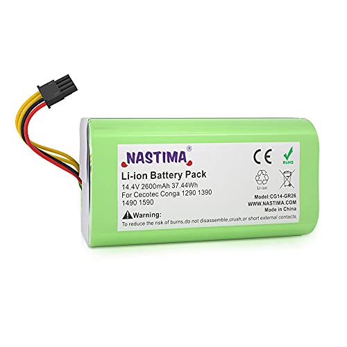 NASTIMA 14,4 V 2600mAh Lithium-Ionen-Ersatzakku kompatibel mit Conga Excellence 1290 1390 1490 1590 von NASTIMA