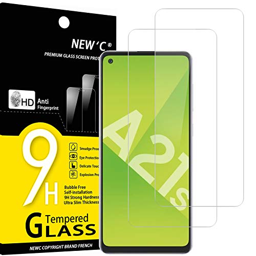 NEW'C 2 Stück, Panzer Schutz Glas für Samsung Galaxy A21s, Frei von Kratzern, 9H Härte, HD Displayschutzfolie, 0.33mm Ultra-klar, Ultrabeständig von NEW'C