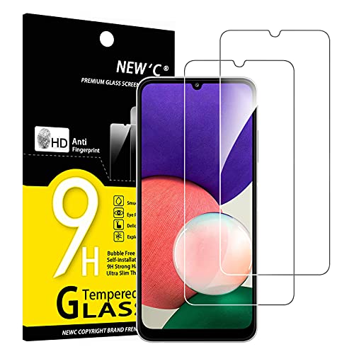 NEW'C 2 Stück, Panzer Schutz Glas für Samsung Galaxy A22 4G (Nicht für Samsung Galaxy A22 5G), Frei von Kratzern, 9H Härte, HD Displayschutzfolie, 0.33mm Ultra-klar, Ultrabeständig von NEW'C