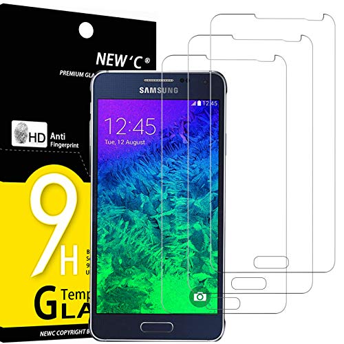 NEW'C 2 Stück, Panzer Schutz Glas für Samsung Galaxy Alpha (G850), Frei von Kratzern, 9H Härte, HD Displayschutzfolie, 0.33mm Ultra-klar, Ultrabeständig von NEW'C