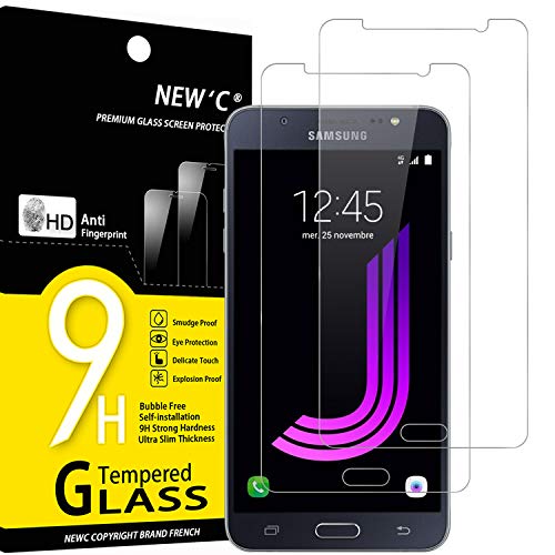 NEW'C 2 Stück, Panzer Schutz Glas für Samsung Galaxy J7 2016, Frei von Kratzern, 9H Härte, HD Displayschutzfolie, 0.33mm Ultra-klar, Ultrabeständig von NEW'C