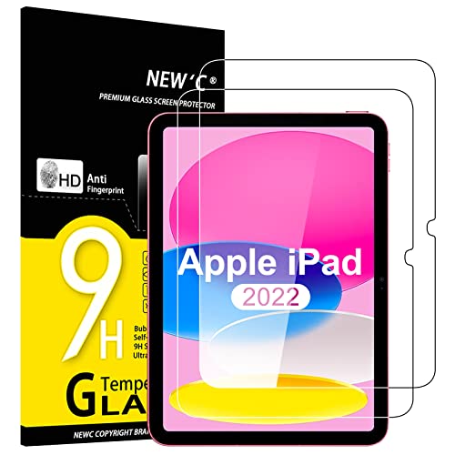 NEW'C 2 Stück, Schutzfolie für iPad 10. Generation 10,9 Zoll (2022) und ein Ausrichtungswerkzeug, Panzer Schutz Glas Folie,9H Härte,HD Displayschutzfolie, 0.33mm Ultra-klar von NEW'C