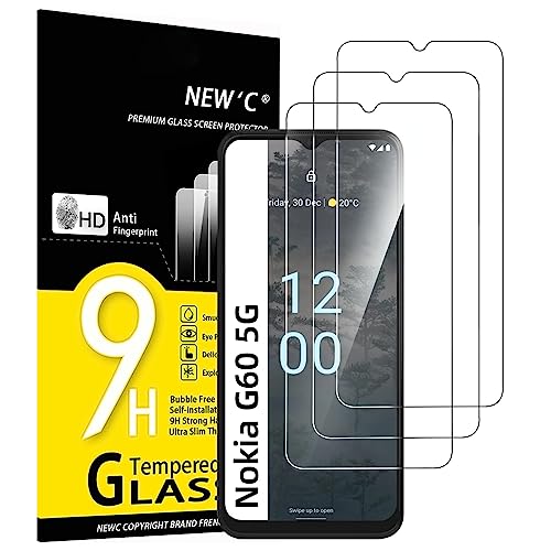 NEW'C 3 Stück, Panzer Schutz Glas für Nokia G60 5G, Frei von Kratzern, 9H Härte, HD Displayschutzfolie, 0.33mm Ultra-klar, Ultrabeständig von NEW'C
