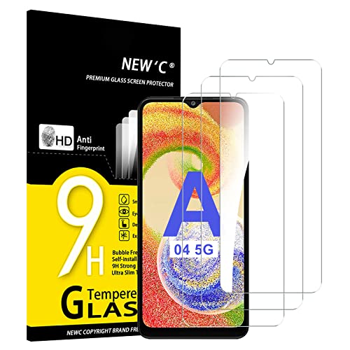 NEW'C 3 Stück, Panzer Schutz Glas für Samsung Galaxy A04, A04e, M04, Frei von Kratzern, 9H Härte, HD Displayschutzfolie, 0.33mm Ultra-klar, Ultrabeständig von NEW'C