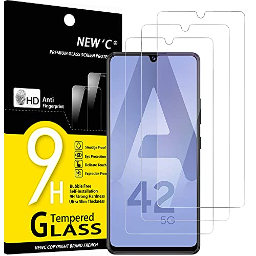 NEW'C 3 Stück, Panzer Schutz Glas für Samsung Galaxy A42 5G, Galaxy M12, Frei von Kratzern, 9H Härte, HD Displayschutzfolie, 0.33mm Ultra-klar, Ultrabeständig von NEW'C