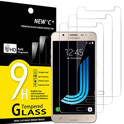 NEW'C 3 Stück, Panzer Schutz Glas für Samsung Galaxy J5 2016, Frei von Kratzern, 9H Härte, HD Displayschutzfolie, 0.33mm Ultra-klar, Ultrabeständig von NEW'C