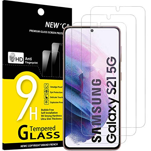 NEW'C 3 Stück, Panzer Schutz Glas für Samsung Galaxy S21 5G (6,2"), Frei von Kratzern, 9H Härte, HD Displayschutzfolie, 0.26mm Ultra-klar, Ultrabeständig von NEW'C