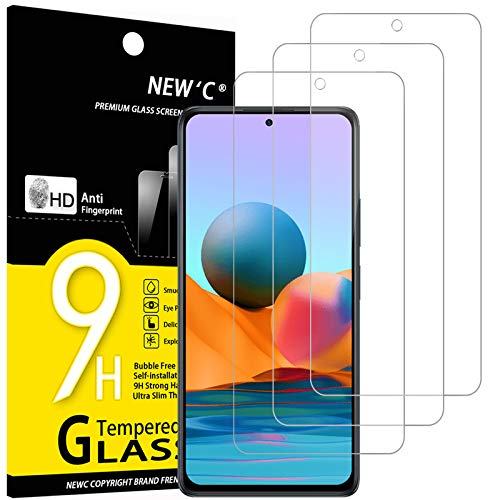 NEW'C 3 Stück, Panzer Schutz Glas für Xiaomi Redmi Note 10 Pro, 10 Pro Max 4G, Frei von Kratzern, 9H Härte, HD Displayschutzfolie, 0.33mm Ultra-klar, Ultrabeständig von NEW'C