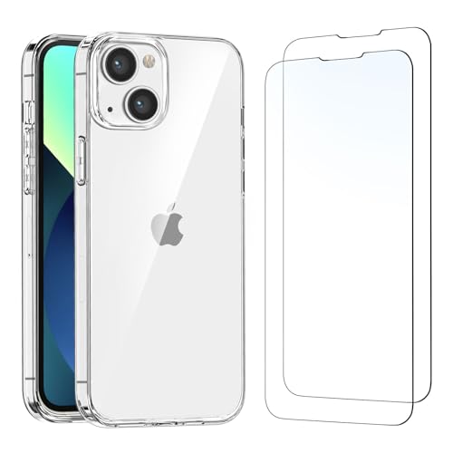 NEW'C Hülle für iPhone 13 (6,1) Ultra Transparent Silikon Weiches TPU Gel und 2 × Panzer Schutz Glas für iPhone 13 (6,1 Zoll) von NEW'C