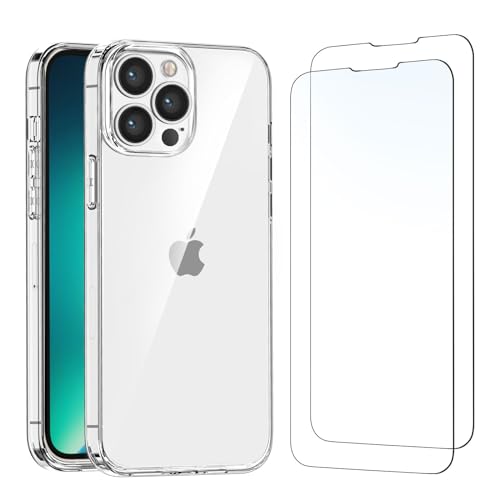 NEW'C Hülle für iPhone 13 Pro (6,1) Ultra Transparent Silikon Weiches TPU Gel und 2 × Panzer Schutz Glas für iPhone 13 Pro (6,1 Zoll)- Anti Scratch von NEW'C