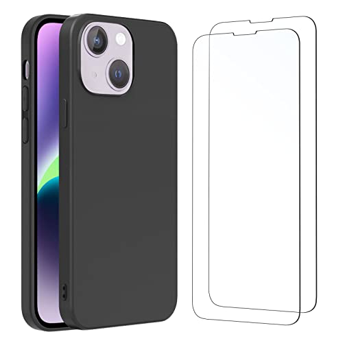 NEW'C Hülle für iPhone 14 Plus (6,7 Zoll) - Ultra Thin Silikon Schwarz und 2 × Panzer Schutz Glas für iPhone 14 Plus (6,7 Zoll) - Anti Scratch von NEW'C