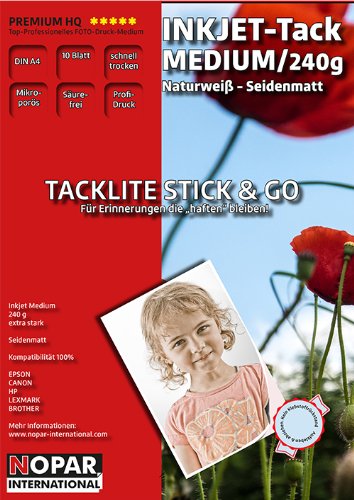 TACKLITE Stick & Go: Erinnerungen die haften bleiben! Premium Fotopapier seidenmatt - selbstklebend, leicht ablösbar & repositionierbar DIN A4 von NOPAR