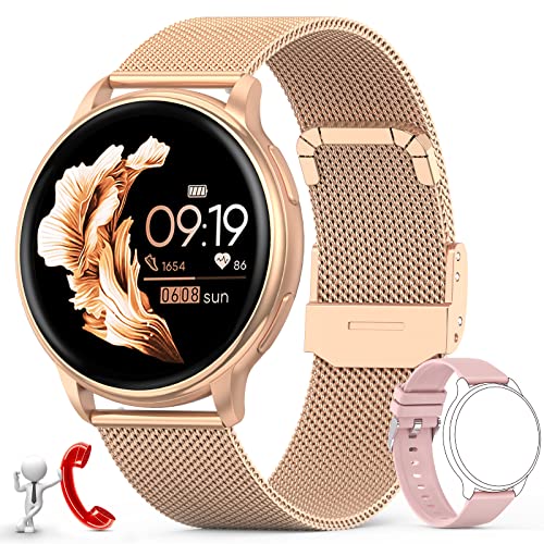 Smartwatch Damen, 1.32 Zoll Touchscreen Armbanduhr mit Bluetooth Anruf, IP67 Wasserdicht Fitness Tracker mit Schlafmonitor Pulsuhr Blutdruck, Musikkontrolle, Schrittzähler Sportuhr für Android iOS von Nemheng