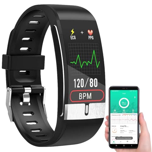 Newgen Medicals Smartwatch: Fitness-Armband mit EKG-, Herzfrequenz- & SpO2-Anzeige, IP67 (Pulsuhren, Smartwatch Blutdruck messen, Fitnessuhr für Herren) von Newgen Medicals