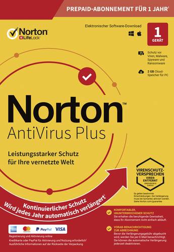 Norton Life Lock Norton™ AntiVirus Plus 2GB GE 1 USER 1 DEVICE 12MO Jahreslizenz, 1 Lizenz Antivirus von Norton Life Lock