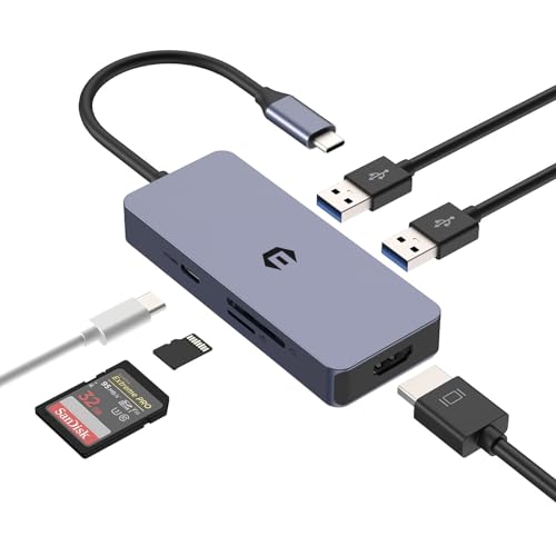 USB C HUB, USB 3.0 HUB, 6 in 1 USB Docking Station mit 2 x USB 3.0, 4K HDMI, 100 W PD, SD/TF Kartenleser mit Laptop, Laptop, Notebook PC, Tablets von OBERSTER