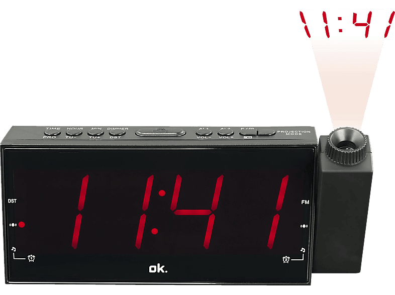 OK. OCR 161-PR Projektions-Uhrenradio, FM, AM, Schwarz von OK.