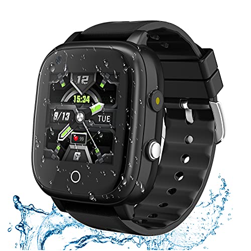 Verbesserte 4G GPS Smartwatch für Mädchen Jungen, IP67 Wasserdicht Sport Smart Watch Telefon für Kinder, mit Kamera WiFi Video Anruf SOS Schrittzähler Geburtstagsgeschenk für Kinder 3-14 von OKYUK