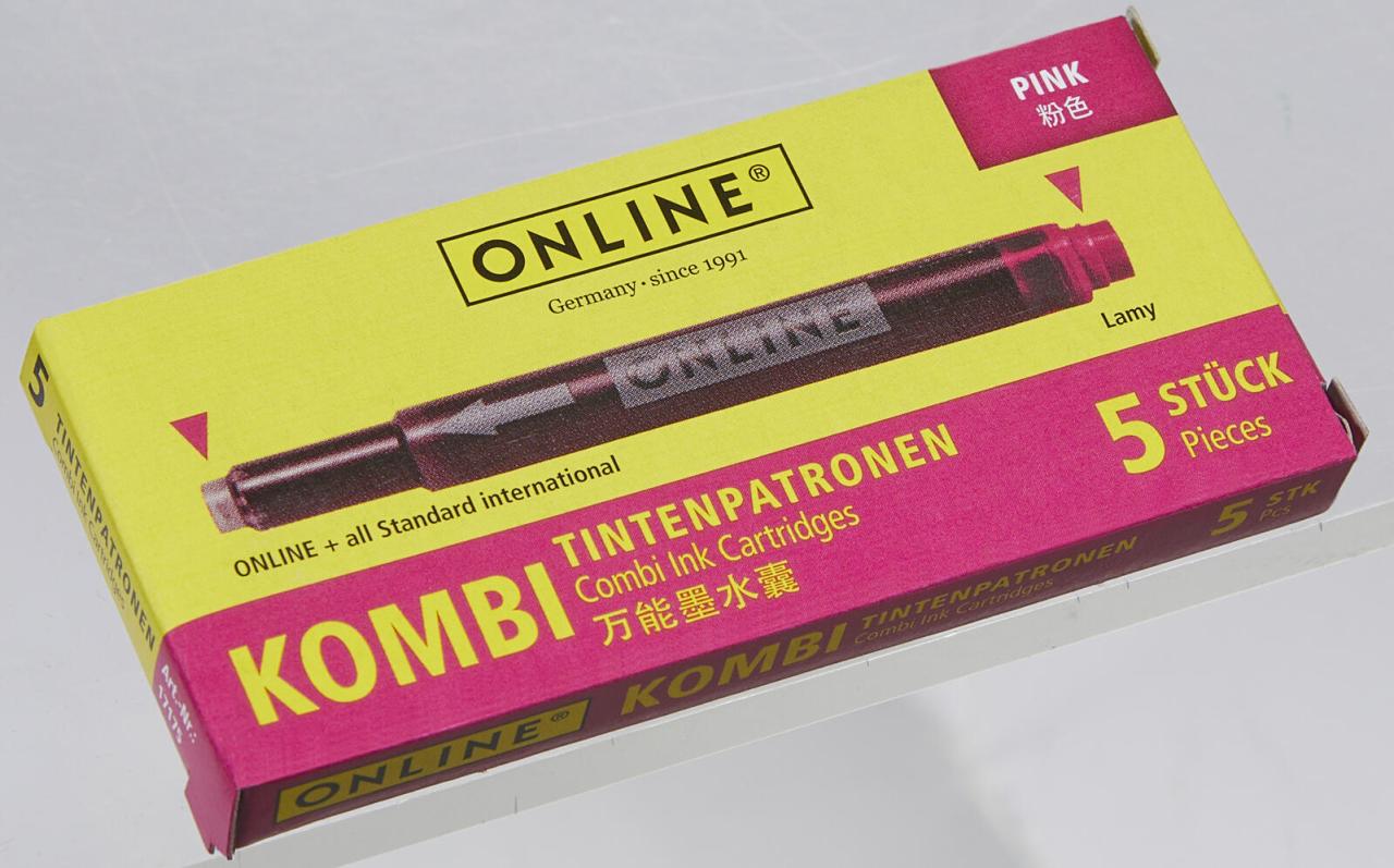 ONLINE® Tintenpatronen für Füller Kombi-Tintenpatr. rosa, 5er pink von ONLINE®