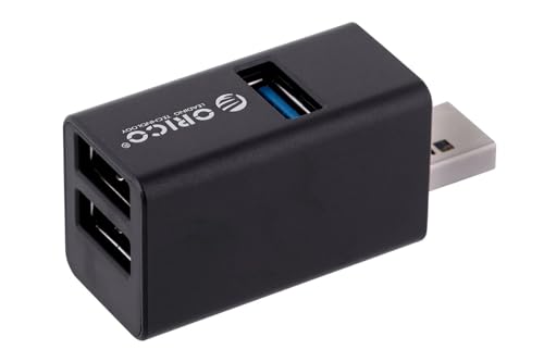 Orico Mini Hub USB 3.1 Gen1 | Klein hub ohne Kabel | 2* USB 2.0 Anschlüsse, 1* USB 3.1 5 Gbit | hub für Laptop, TV | Tastatur, Computermaus | Bluetooth Adapter |schwarz von ORICO