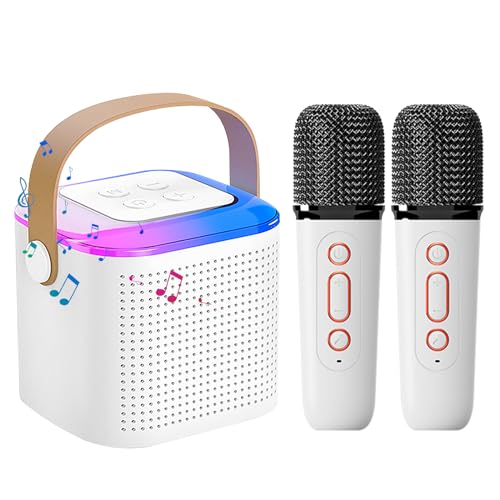 Olycism Karaoke Maschine Kinder mit 2 Mikrofonen Mini Bluetooth Karaoke Lautsprecher Karaoke Anlage und LED-Lichtern Heimparty Geschenk für Brithday Weihnachten Spielzeug für Mädchen und Jungen von Olycism