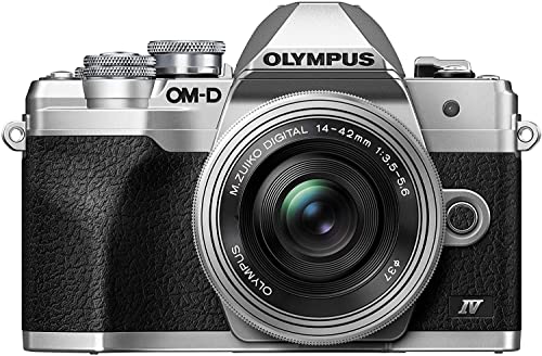 Olympus OM-D E-M10 Mark IV Micro-Four-Thirds-Systemkamera-Kit, 20 MP Sensor, 5-Achsen-Bildstabilisation, leistungsstarker AF, Wi-Fi, inkl. M.Zuiko Digital ED 14 42mm F3.5 5.6 EZ Pancake silber von Olympus