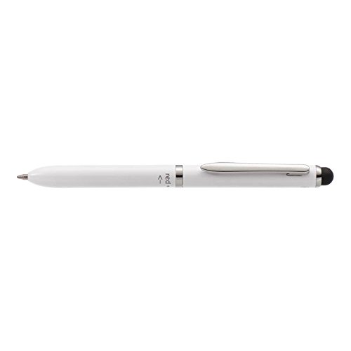 Online 31020/3D - 3-in-1 Multi Touch Pen White, 2-Farb-Kugelschreiber & Touchpen in einem, Multifunktionsstift aus Metall, D1 Standardminen rot und blau, Stylus Tip, weiß Einzelstift von Online