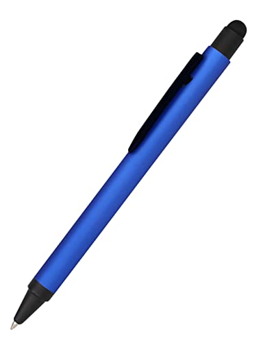 Online Kugelschreiber Alu Stylus Blau, Druckkugelschreiber aus Aluminium, auswechselbare Großraum-Mine, Schreibfarbe schwarz, mit Softtouch Feeling, Stift mit Touchpen, 1 Stück von Online