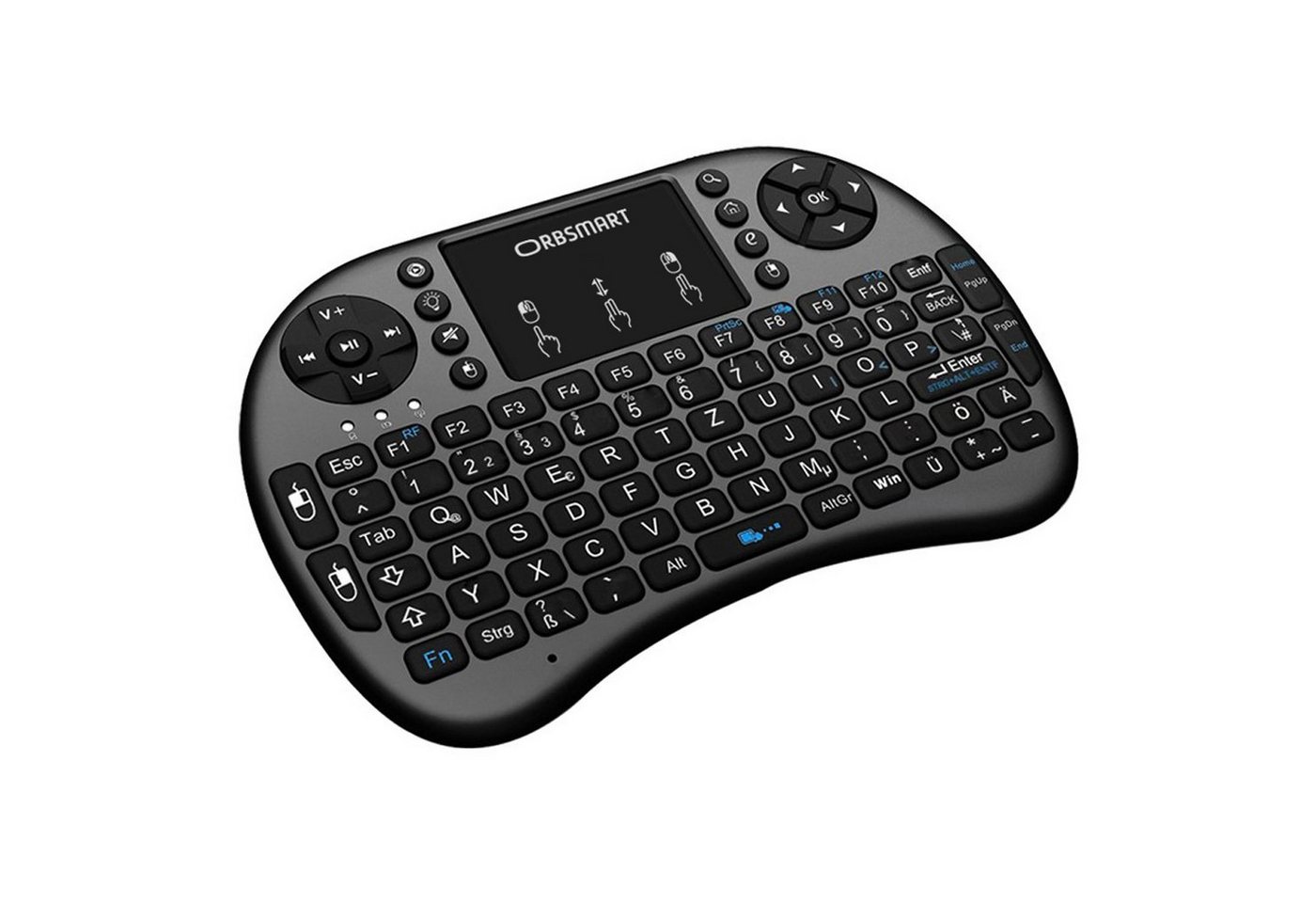 Orbsmart AM-2 Wireless-Tastatur (kabellos, mit integrierten Touchpad und LED-Beleuchtung) von Orbsmart