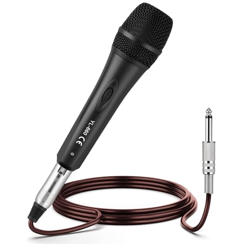 PROZOR Dynamisches Mikrofon mit 5m Kabel Karaoke Handmikrofon Metal Mic Dynamic Microphone, für DVD/Lautsprecher/Verstärker/Mischpult, Studio/Bühne von PROZOR