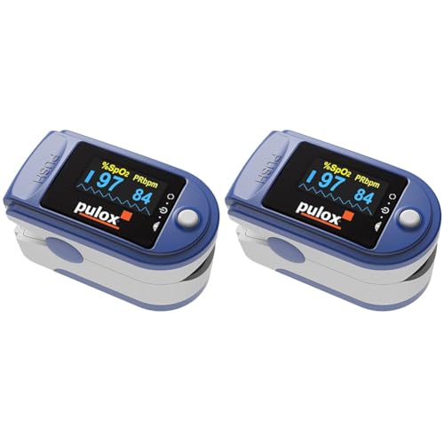 Pulsoximeter PULOX PO-200 Solo in Blau Fingerpulsoximeter für die Messung des Pulses und der Sauerstoffsättigung am Finger (Packung mit 2) von PULOX