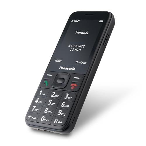 Panasonic KX-TF200 Mobiltelefon, Dualband-GSM 900/1800 MHz, 2,4" TFT-Farb-LCD, 0,3 Megapixel, Bluetooth 3.0, 1000 mAh Li-Ionen-Akku, kompatibel mit Hörgeräten, einzelne SIM-Karte, Schwarz von Panasonic