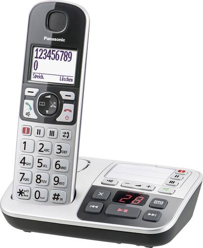 Panasonic KX-TGE520GS Schnurloses Seniorentelefon Anrufbeantworter Beleuchtetes Display Silber-Schwa von Panasonic