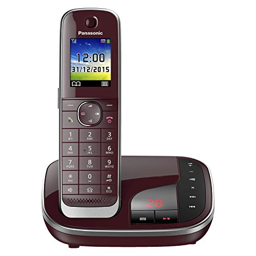 Panasonic KX-TGJ320GR Familien-Telefon mit Anrufbeantworter (schnurloses Telefon, strahlungsarm, Anrufschutz, DECT Basisstation, Freisprechen) weinrot von Panasonic