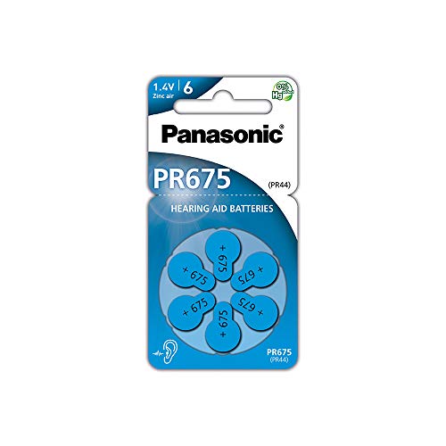Panasonic PR675 Zink-Luft-Batterien für Hörgeräte, Typ 675, 1.4V, Hörgerätbatterien, 6 Stück, blau von Panasonic