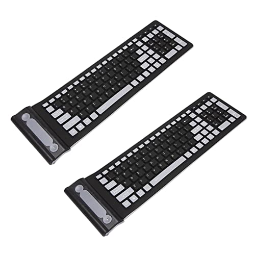 Pavewood Mini-Tastatur mit USB-Empfänger, tragbar, flexibel, aufrollbar, wasserabweisend, waschbar, weiches Silikon, 2 Stück von Pavewood