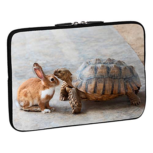 PEDEA Design Schutzhülle Notebook Tasche bis 15,6 Zoll (39,6cm), Rabbit and Turtle von Pedea