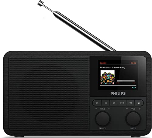 Philips Audio Internetradio DAB+ PR802/12 Radiowecker DAB+ (Bluetooth, DAB+, Sleep Timer, Dual Alarm, Spotify Connect) Schwarz von Philips Audio