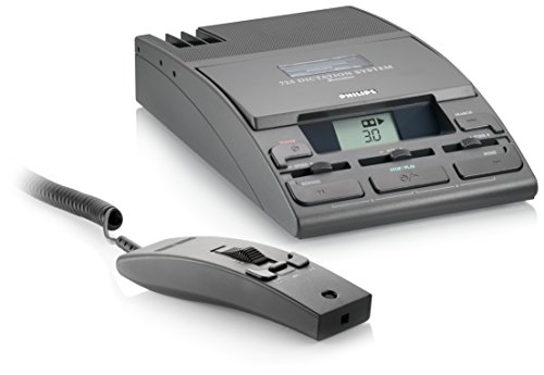 Philips LFH0725D Diktiergerät, inklusiv 30 Minuten Mini-Kassette LFH0005, Hand-Mikrofon LFH0276 und Netzteil LFH0155, anthrazit von Philips