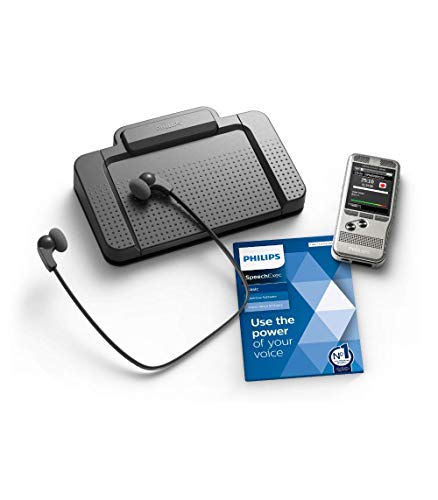 Philips PocketMemo Set für Autor und Assistenz DPM6700/03 enthält Diktiergerät DPM6000, Fußschalter ACC2330, Stereo-Unterkinn-Kopfhörer LFH0334 und Diktier- & Wiedergabe-Software SpeechExec Basic von Philips