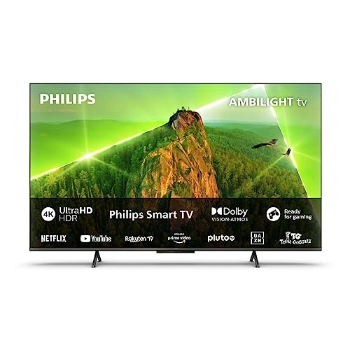 Philips Smart TV | 75PUS8108/12 | 189 cm (75 Zoll) 4K UHD LED Fernseher | 60 Hz | HDR | Dolby Vision | VRR | WiFi | Bluetooth | Satin-Chromfarbener Rahmen von Philips