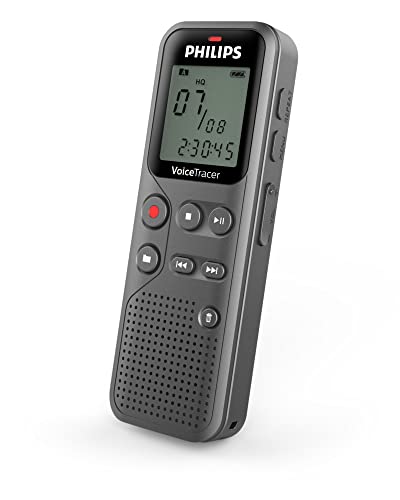 Philips VoiceTracer Audiorecorder DVT1120 - Mono WAV/PCM, 46 Std, 8GB, One-Touch-Aufnahme, USB PC-Anschluss, Grau von Philips