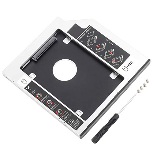Plyisty 9,5-mm-Festplatten-Caddy-Gehäuse, Aluminium-SATA-Festplatten-SSD-Gehäuse Festplattenlaufwerk-Caddy-Gehäuse Fach Optischer DVD-Adapter, für 9,5-mm-Laptop-CD-ROM-Optikschacht von Plyisty