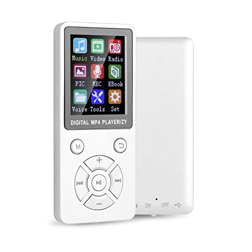 Plyisty MP3 MP4-Player 32 GB mit Bluetooth 4.2, tragbarer Musik-Player mit 1,8 Zoll Farbdisplay, 6-8 Stunden, E-Book-Unterstützung, Bild, Video, Radio, (weiß) von Plyisty
