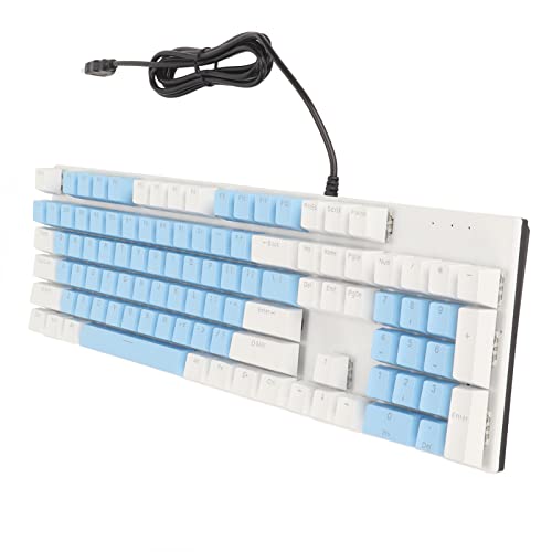 Plyisty Mechanische Gaming-Tastatur, 104 Tasten, Kabelgebunden, Ergonomische Tastatur, Unterstützt 28 Hintergrundbeleuchtungsmodi, mit Blauem Schalter, für Windows 2000, Win7/8/10 (Blau von Plyisty