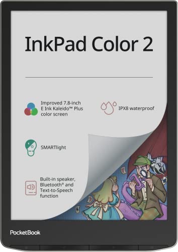 PocketBook e-Book Reader 'InkPad Color 2' (deutsche Version) 32 GB Speicher, 19,8 cm (7,8 Zoll) E-Ink Kaleido-Display, IPX8 - Moon Silver von PocketBook