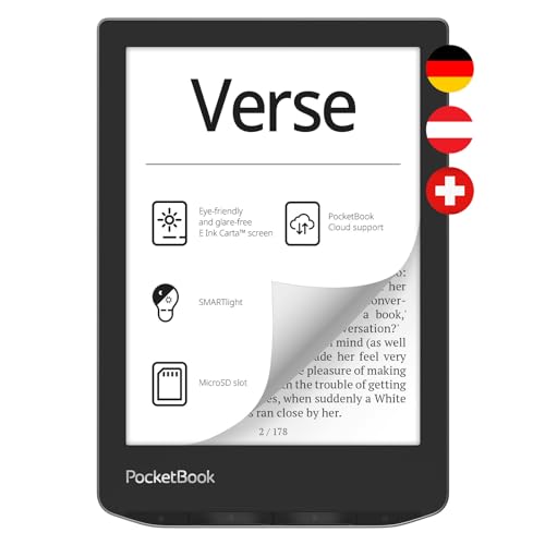 PocketBook e-Book Reader 'Verse' (deutsche Version) 8 GB Speicher (erweiterbar) 15,2 cm (6 Zoll) E-Ink Carta Display - Mist Grey von PocketBook