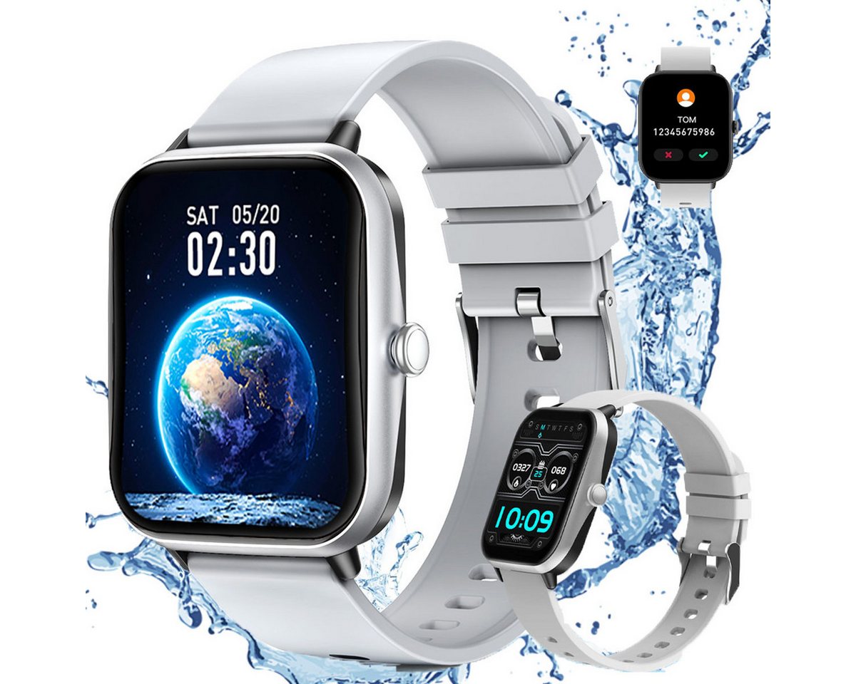 Powerwill Smartwatch Herren Damen mit Telefonfunktion 1,83 Zoll Fitnessuhr Watch (1.83 Zoll), 20 Sportmodi, Pulsmesser, SpO2 Stress Schlafmonitor, IP68 Wasserdicht Schrittzähler für Android iOS von Powerwill