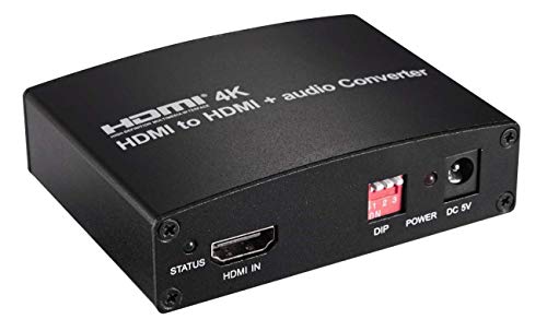 PremiumCord HDMI 4K Audio-Extraktor/Repeater mit Audio-Trennung an Klinkenbuchse, SPDIF Toslink, Cinch, Unterstützung: CEC, EDID von PremiumCord