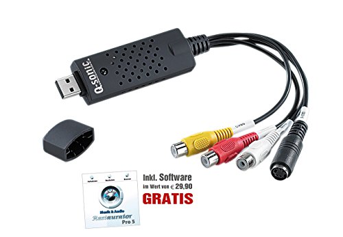 Q-Sonic VHS Digitalisierer: USB-Video-Grabber VG-202 zum Digitalisieren, mit Software für Windows (VHS Video Grabber, Audio Video Grabber, Kassetten Adapter) von Q-Sonic